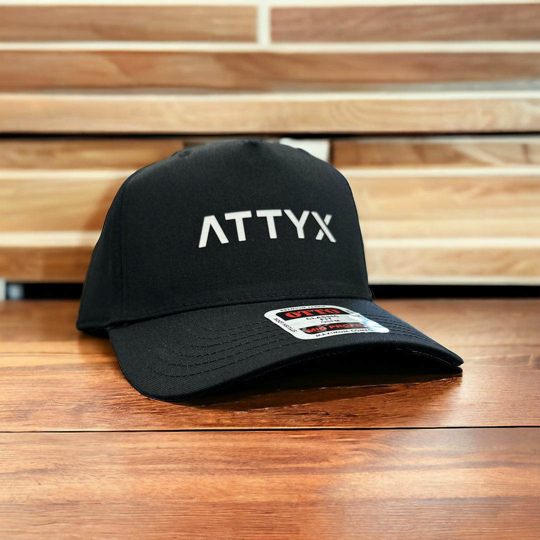 ATTYX 5 Panel Curved Brim Black Otto Cap