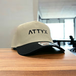 Load image into Gallery viewer, ATTYX 5 Panel Curved Brim Natural/Black Otto Cap
